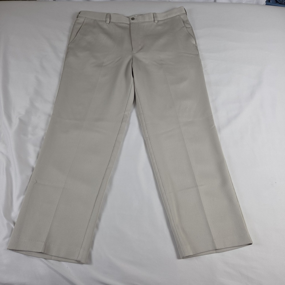 Izod Performx Golf Pants Men's 40x32 Beige Flat Front Straight